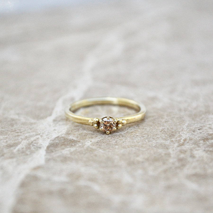 Brown diamond ring - 14k goud & Re-used Diamant