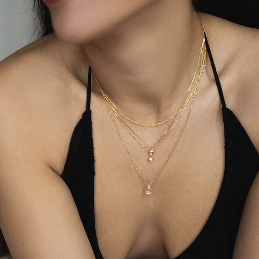 Diamond dot Ketting - 14k goud