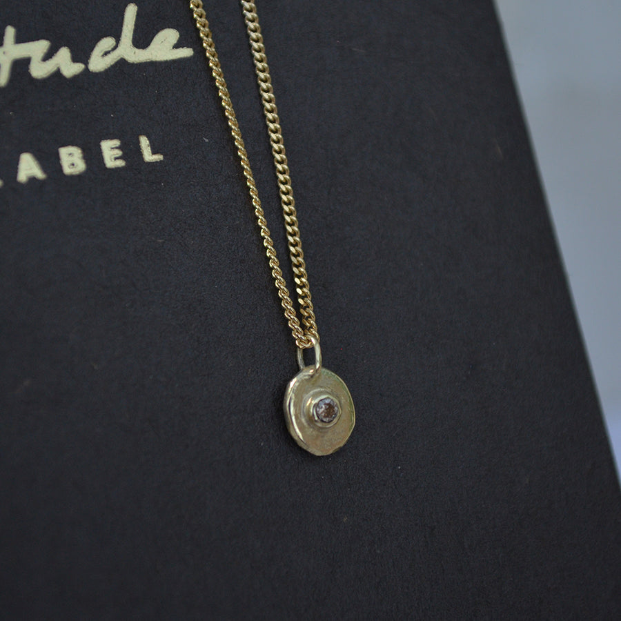 Diamond pebble Necklace - Gold 14k & Re-used Diamond