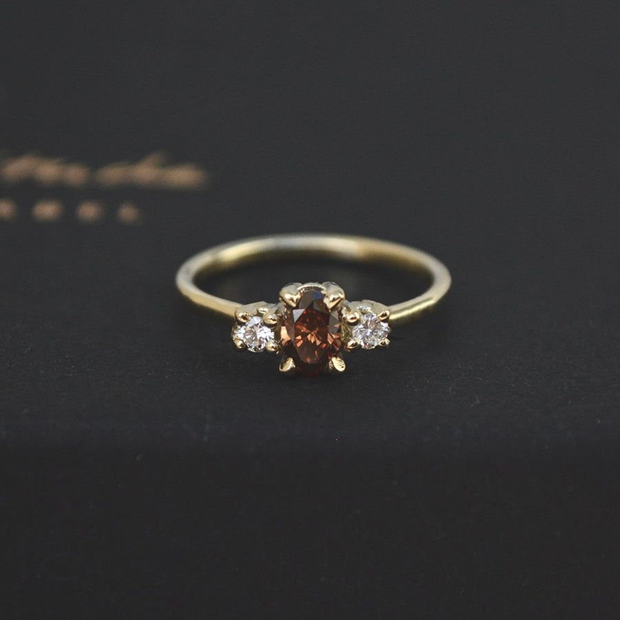 Brown diamond ring - 14k goud & Re-used Diamant