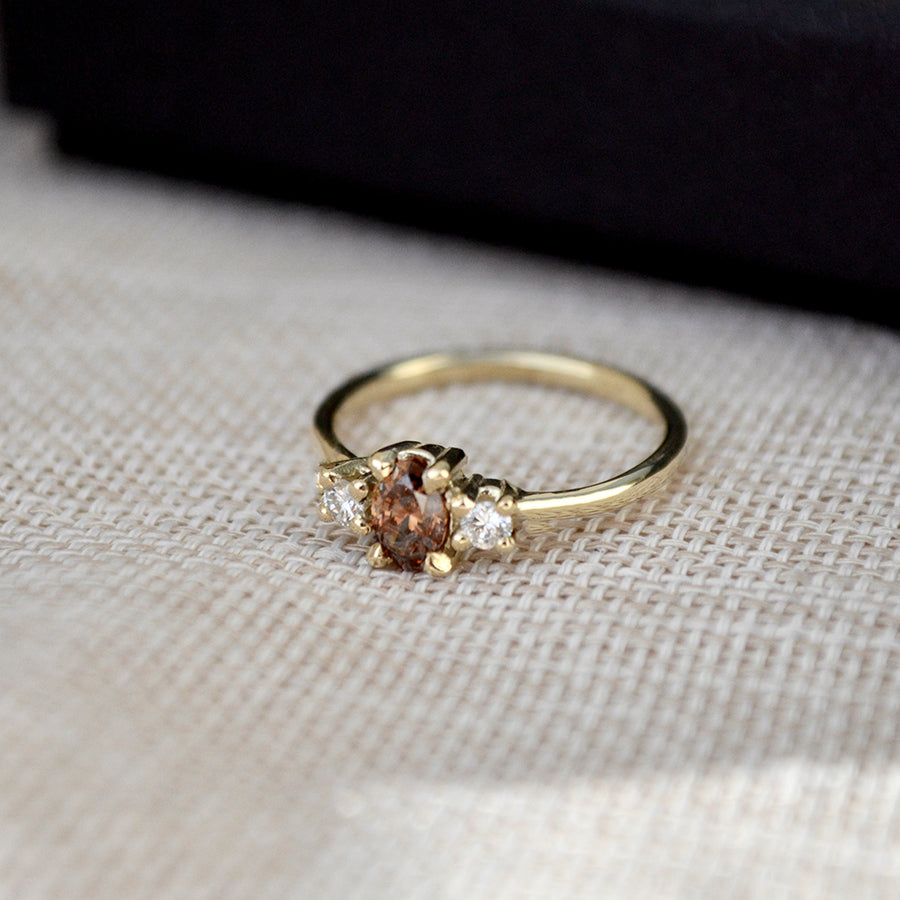 Brown diamond ring - 14k goud & Re-used Diamant