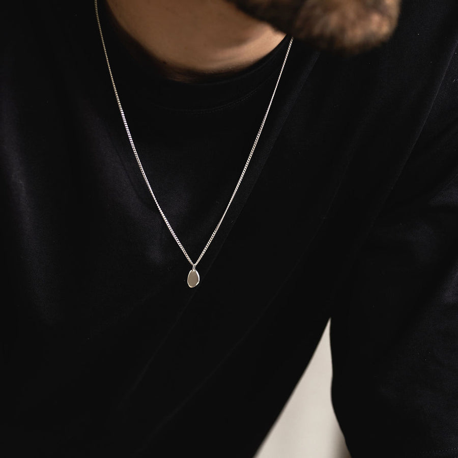 Pebble Necklace Men - Silver