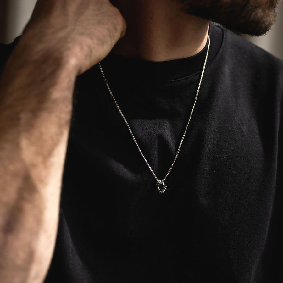 Sun Necklace Men - Silver