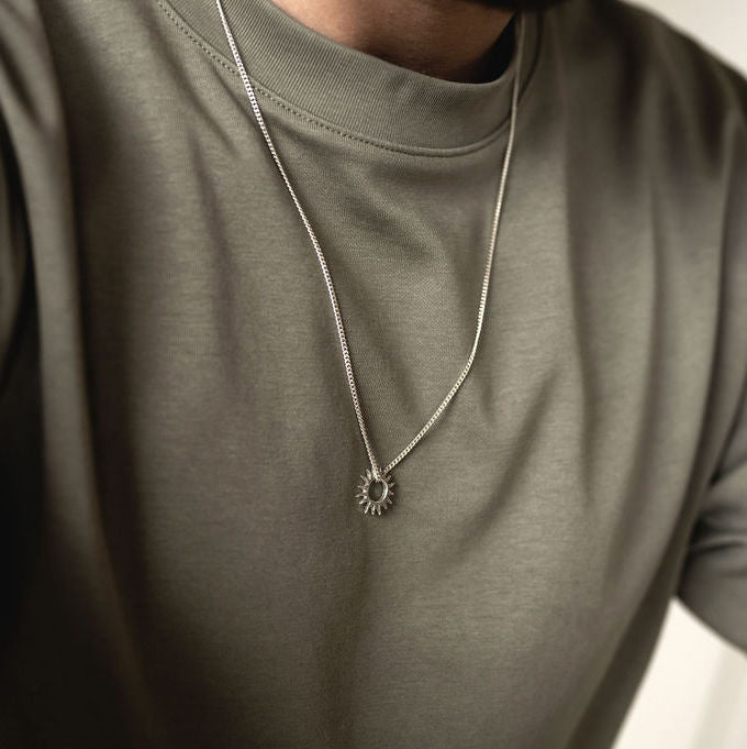 Sun Necklace Men - Silver