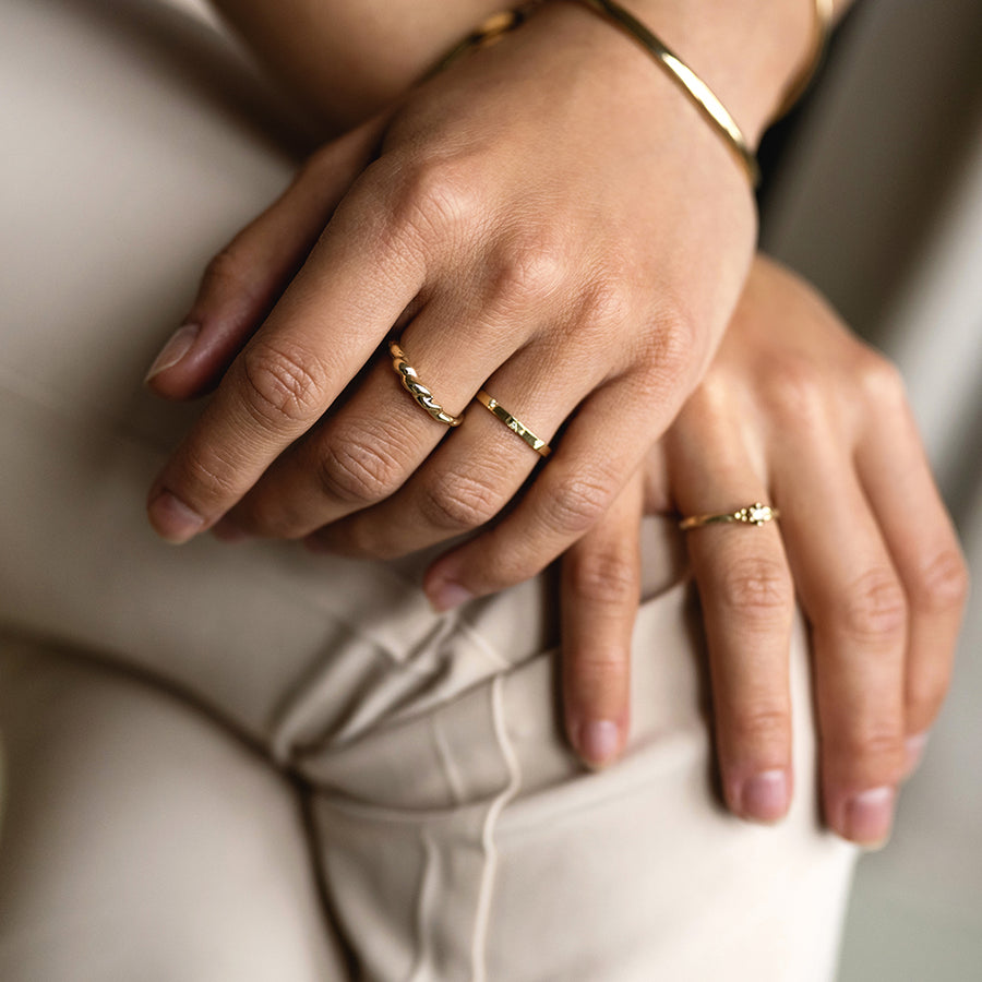 Triangle diamond ring - Gold 14k & Diamonds