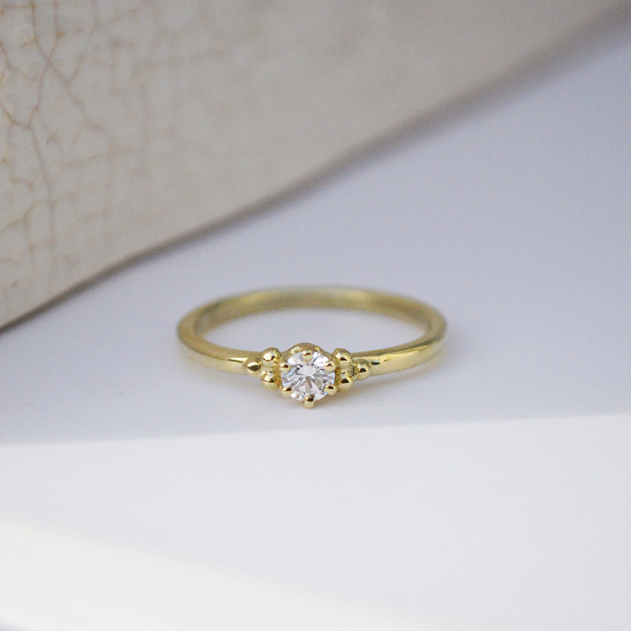 White diamond ring - 14k goud & Re-used Diamant