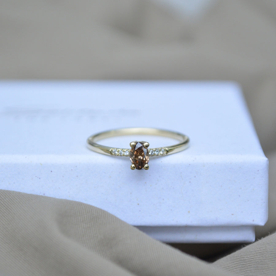 Brown diamond ring - 14k goud & Re-used Diamant