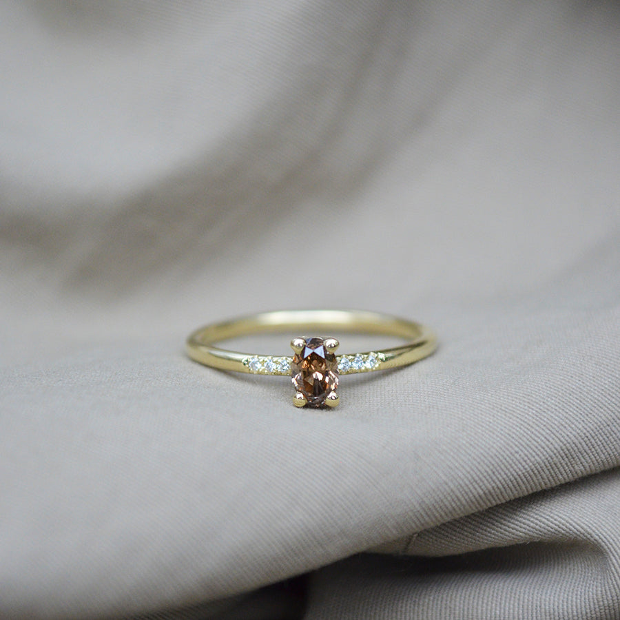 Brown diamond ring - 14k goud & Re-used Diamant