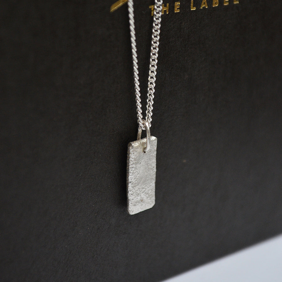 Rectangle Necklace Men - Silver