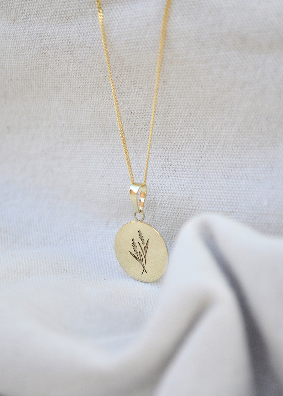 Lovely Lavender - Botanical Amulet - Gold 14k