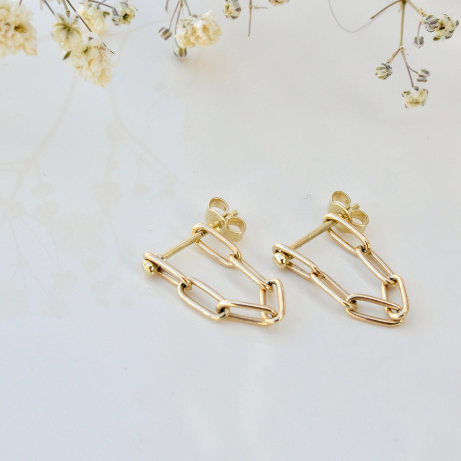 Chain Earpins - 14k goud