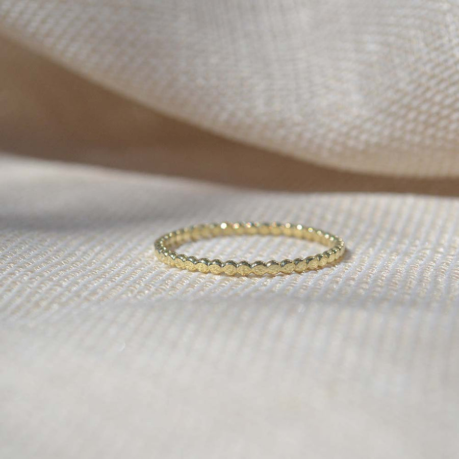 Platte bolletjes Ring - 14k goud